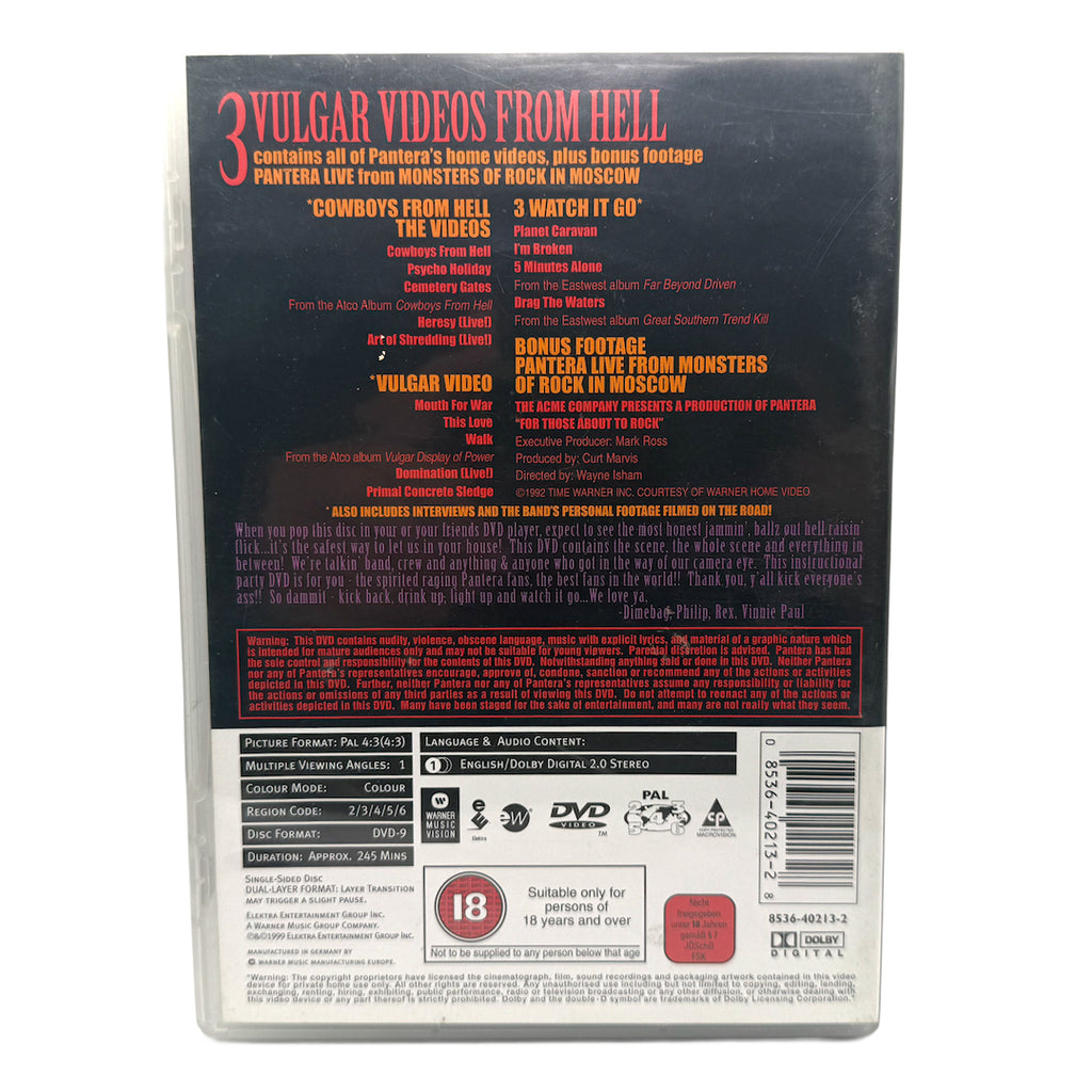 Pantera – 3 Vulgar Videos From Hell - DVD